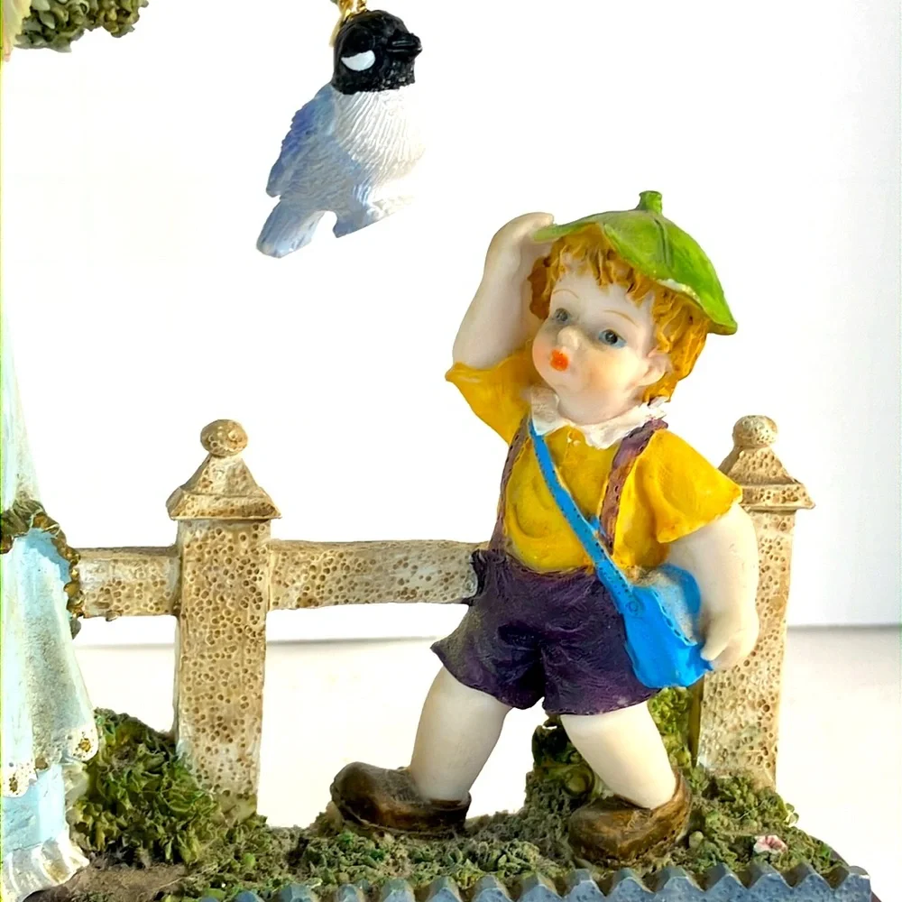 nostalgic aesthetic Prestige Angel & Boy Pendulum Clock with Swinging Bird